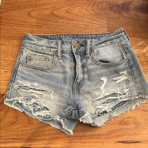 American Eagle Outfitters Light Blue Distressed Jean Shorts